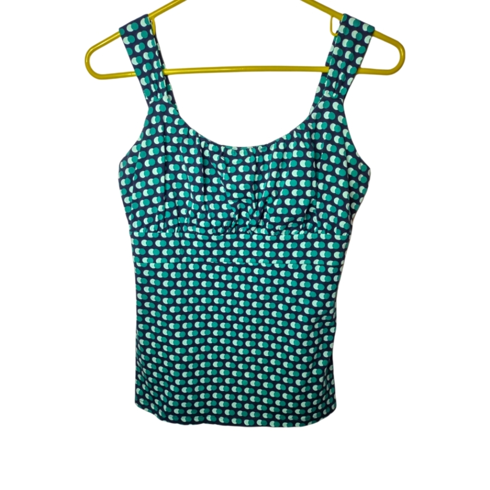 Y2k green & blue dotted ruched empire waist tank top SP